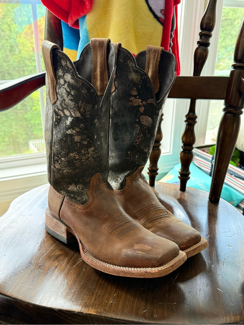 Ariat Brown and Black Two-Tone Western Boots metallic black